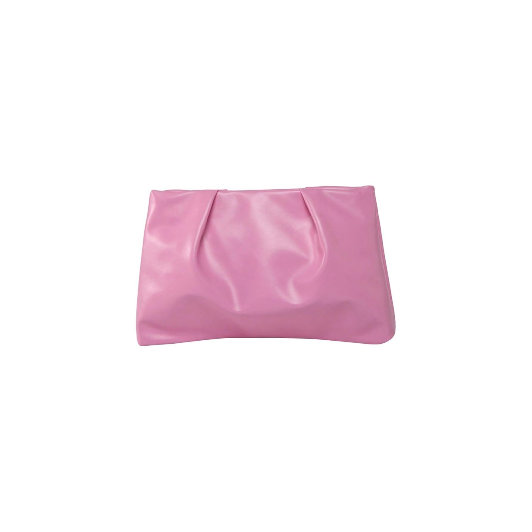 2387 Pu Leather Clutch Purses Small Zipper Ruched Minimalist Handbag Pink